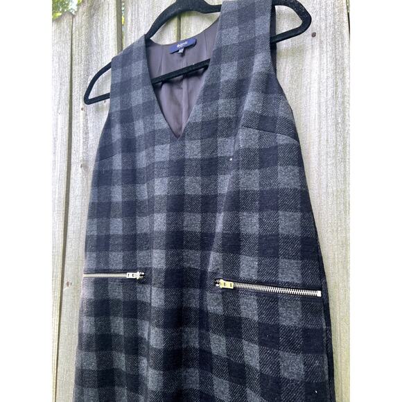 Madewell Buffalo Check Jumper Dress Black Gray Sleeveless XXS Mini Wool Blend - Picture 5 of 7